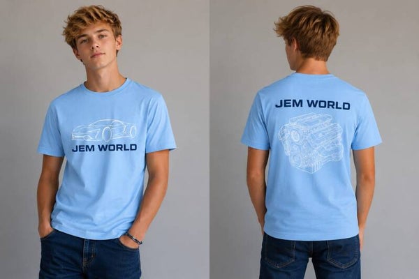 Camiseta adolescente unisex coche and motor color azul cielo