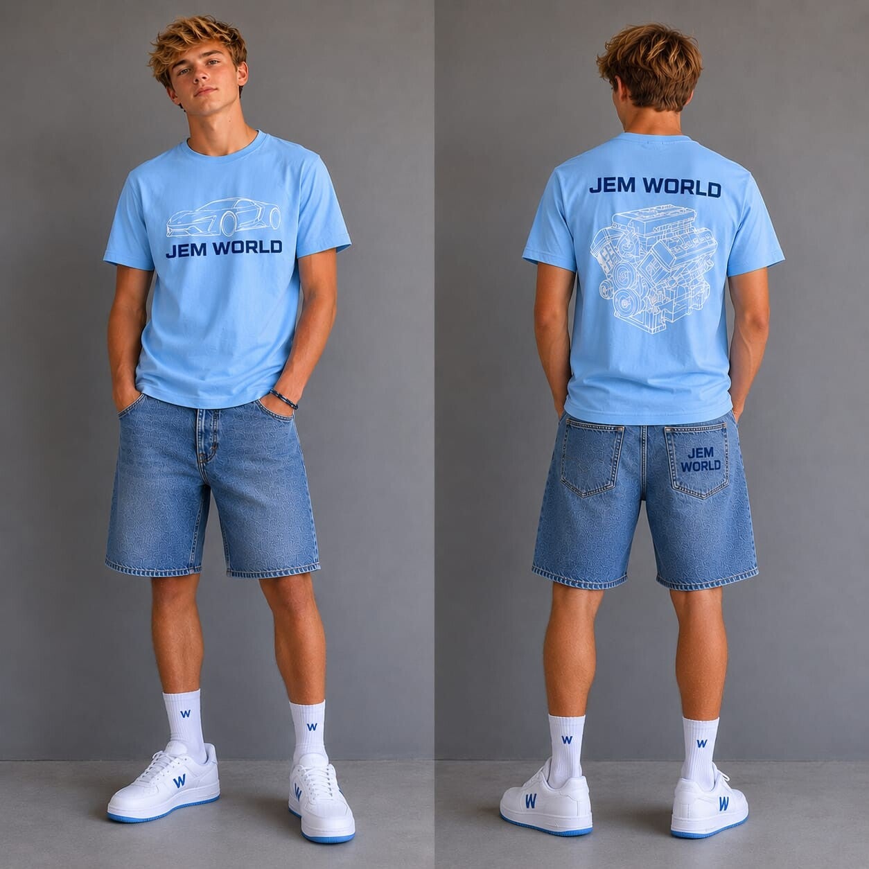 Conjunto Adolescente motor unixex color azul cielo