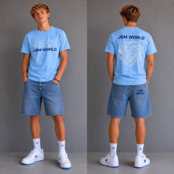 Conjunto Adolescente motor unixex color azul cielo