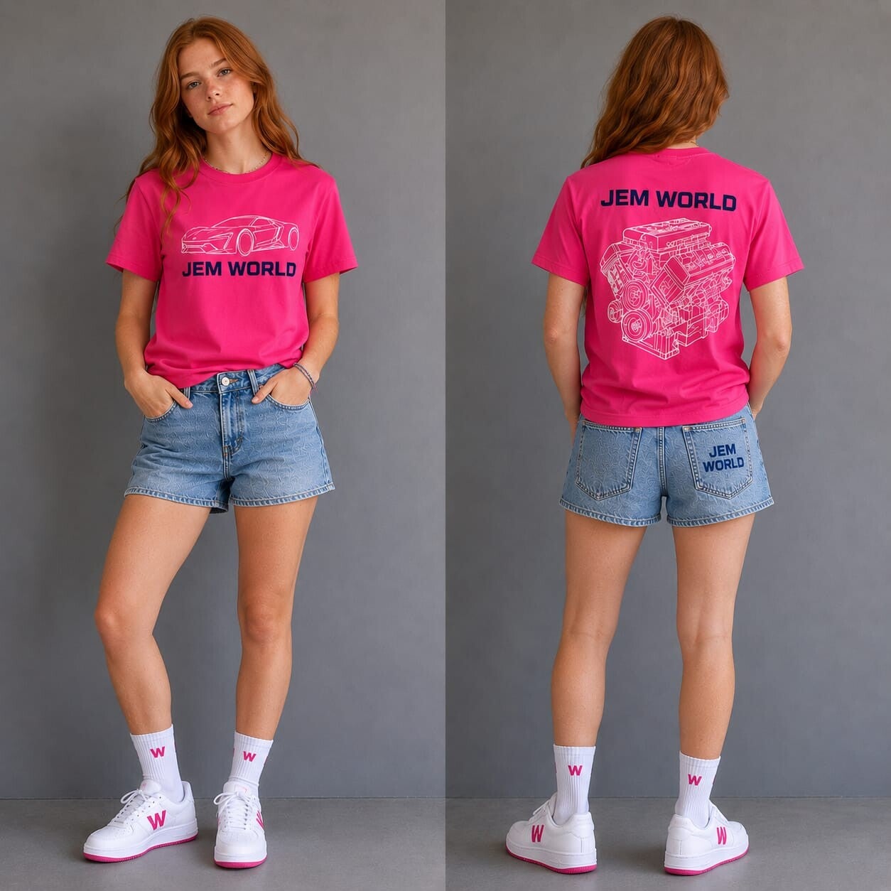 Conjunto Adolescente motor unixex color fusia cielo