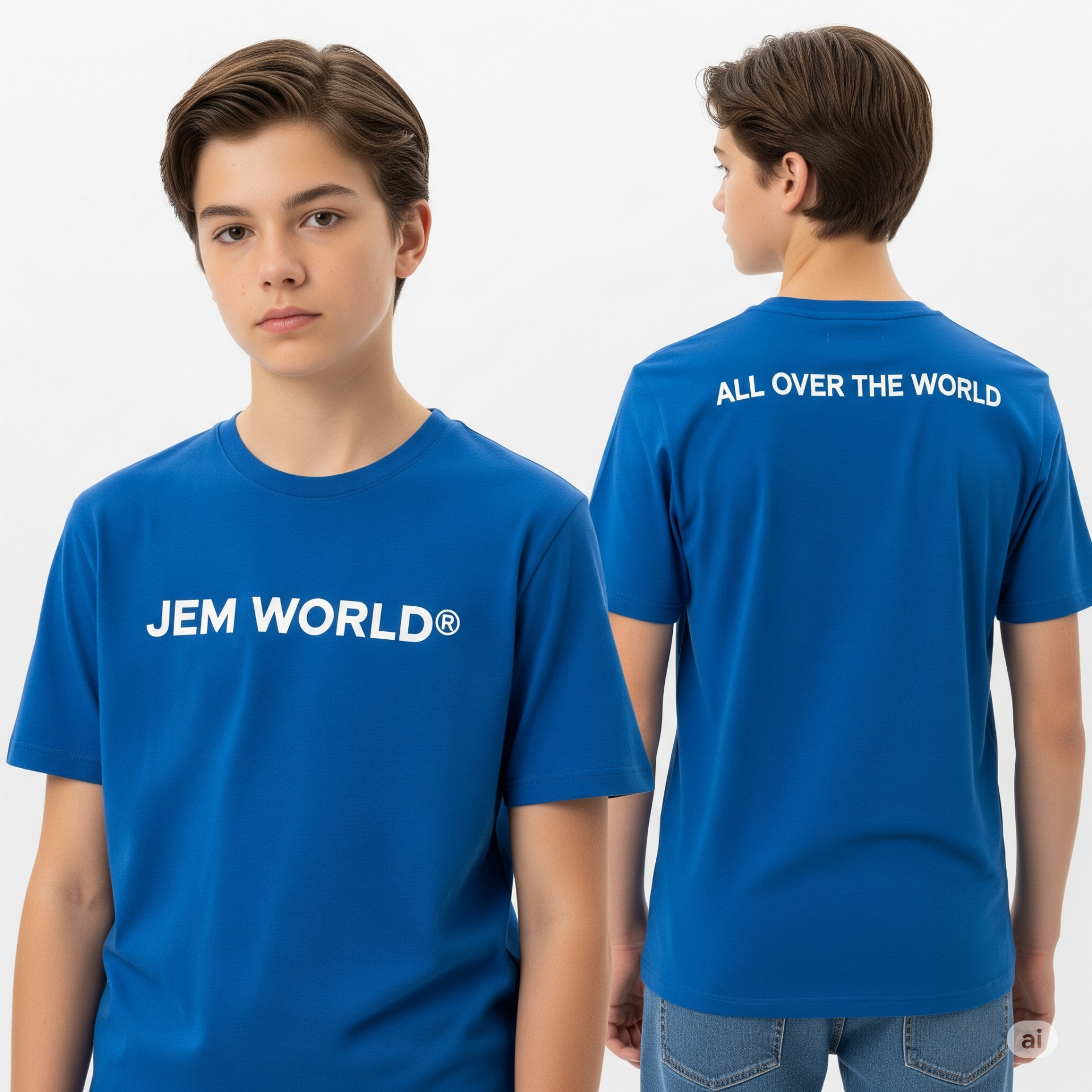 Camiseta adolescente colores neutro basico Azul