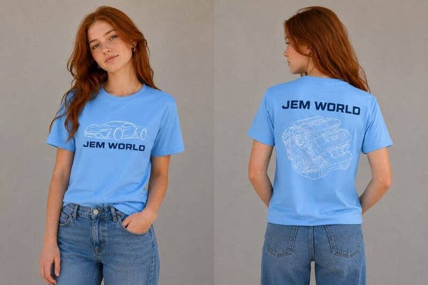 Camiseta adolescente coche and motor 2 color azul cielo