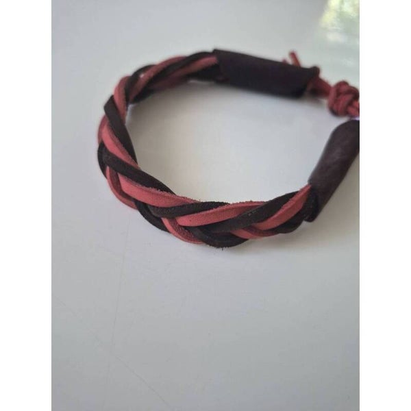 Boho Lederarmband Rot & Braun