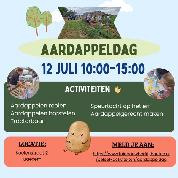 Voorverkoop aardappeldag 12 juli vanaf 16 jaar
