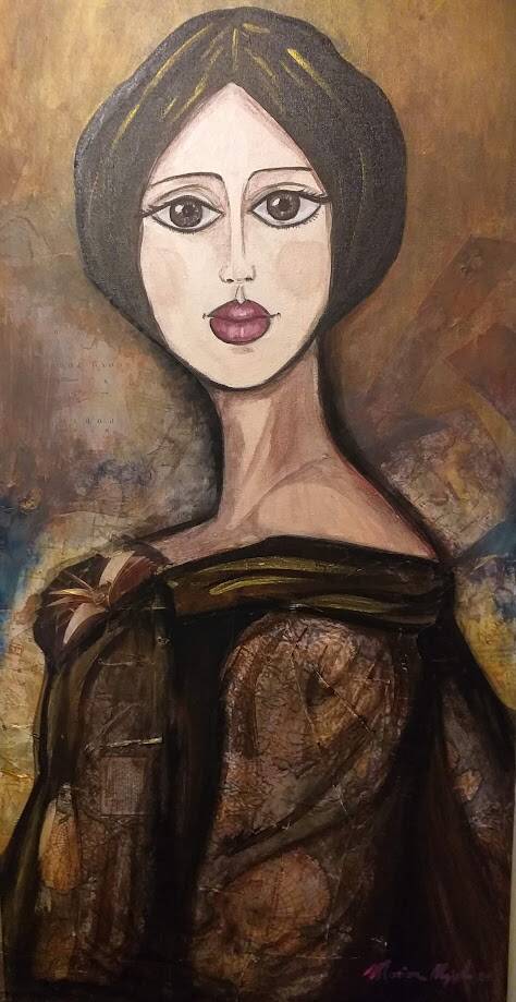 GEA 2021 100X50 CM ACRILICO E COLLAGE DI ANTICHE MAPPE GIOGRAFICHE SU TELA DI COTONE