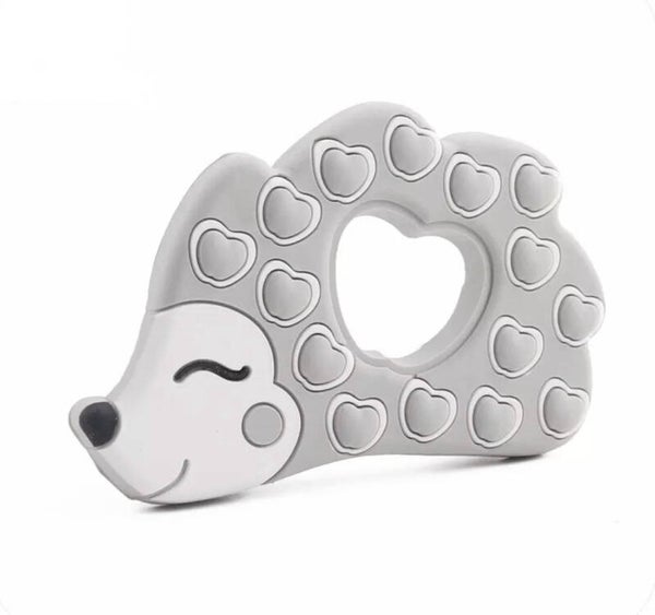 Siliconen bijtring egel grijs