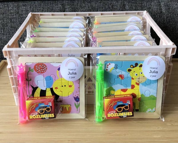 Traktatie met houten puzzeltje Dieren