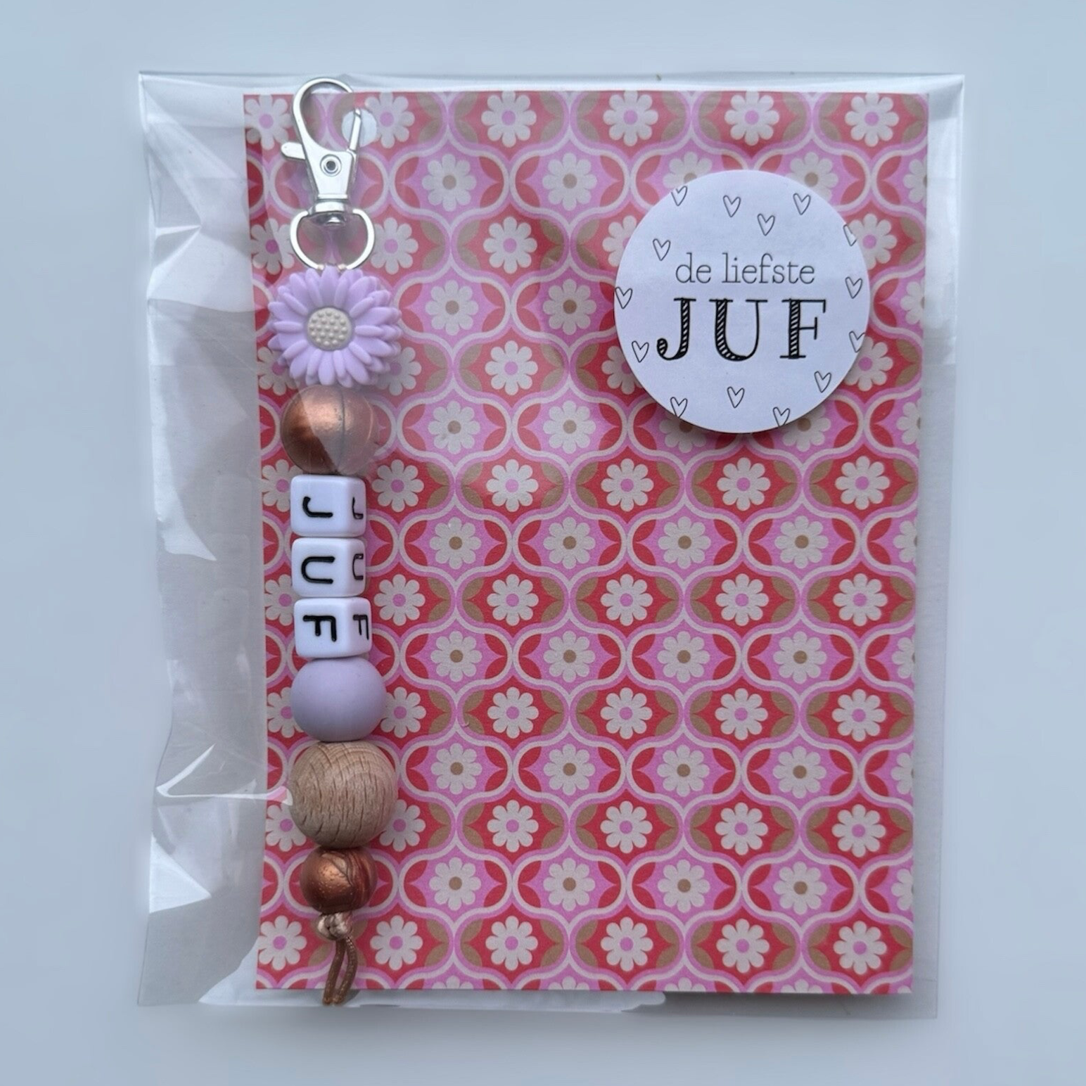 Sleutelhanger juf - bloem