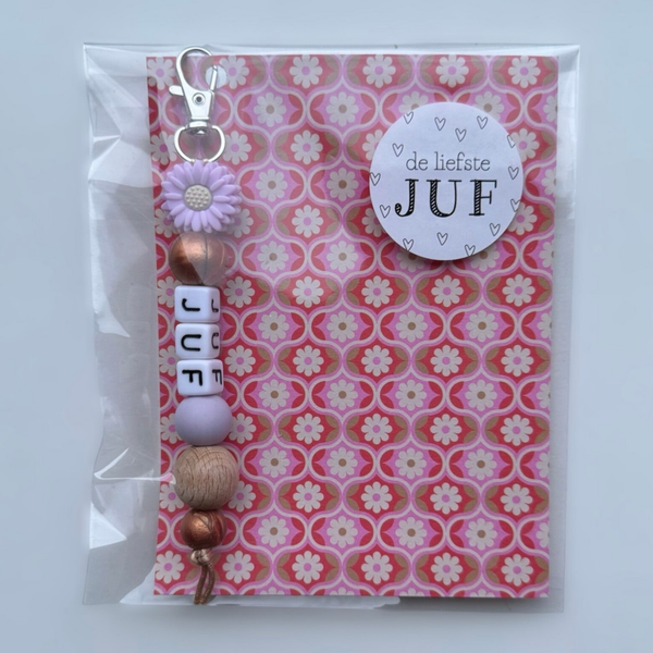 Sleutelhanger juf - bloem