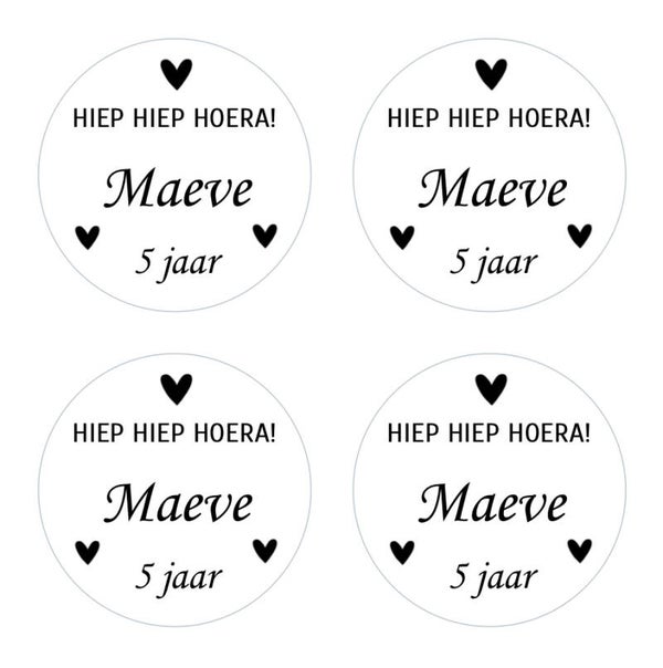 Traktatie stickers hartjes