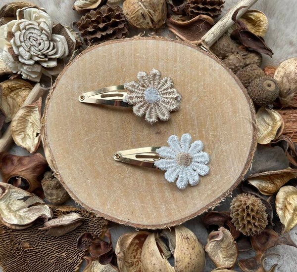 Setje haarspeldjes | beige wit