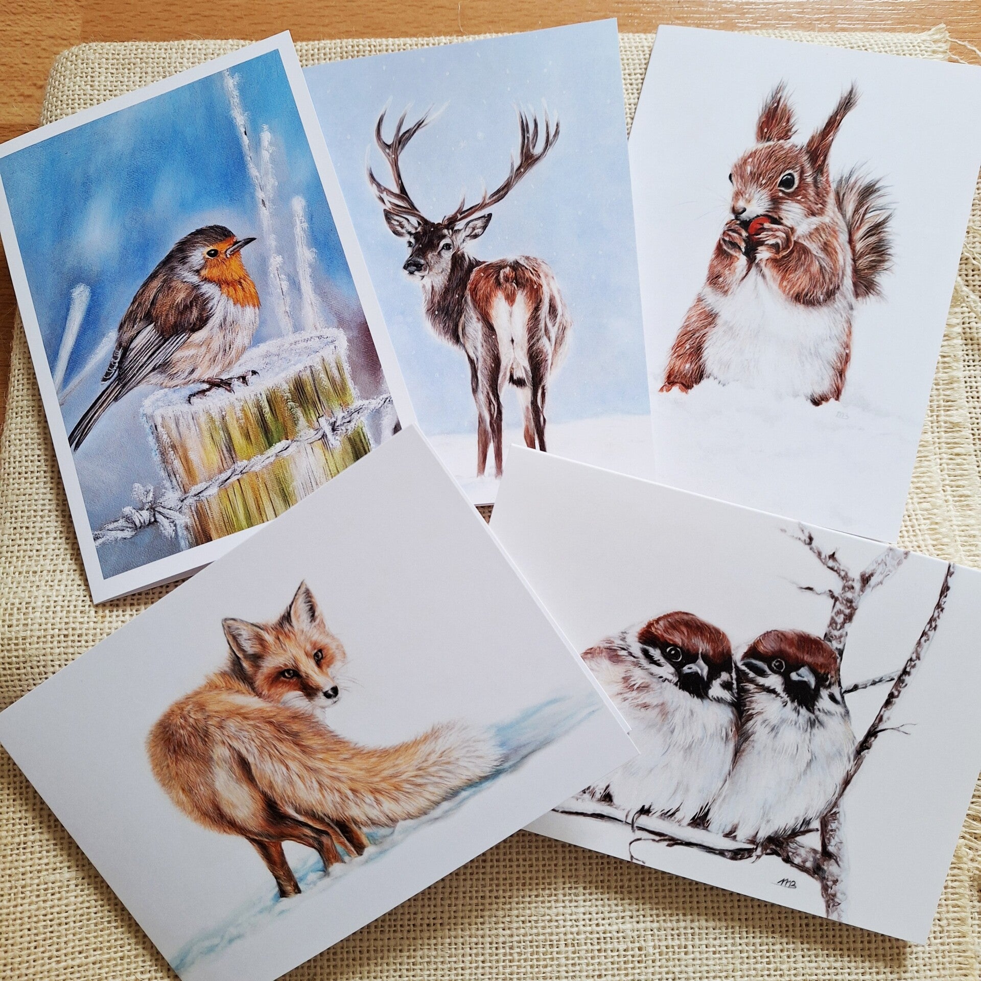 Set  van 5 Winter/Kerstkaarten