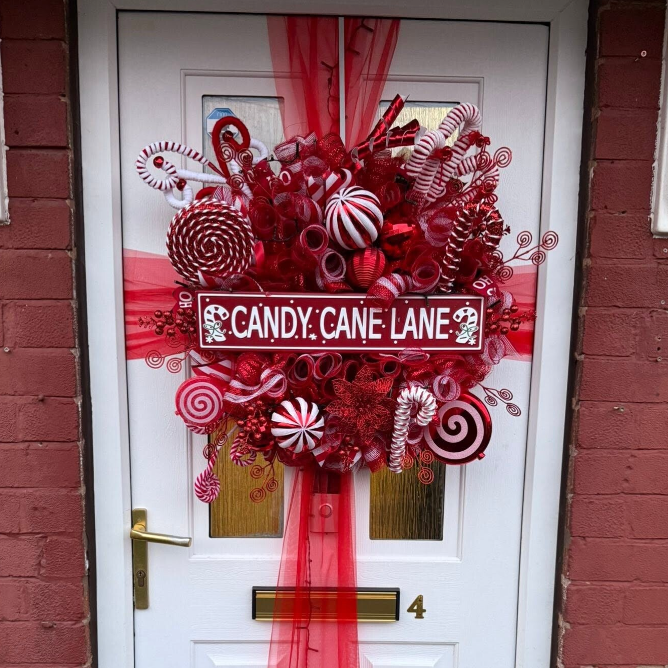 Candy Cane Lane XL Christmas Door Wreath 🍭🎄