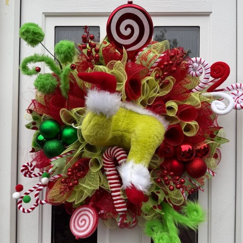 Grinch Christmas Door Wreath 💚🎄