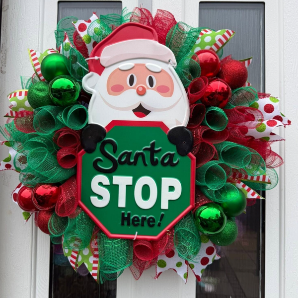 Santa Stop Here Door wreath