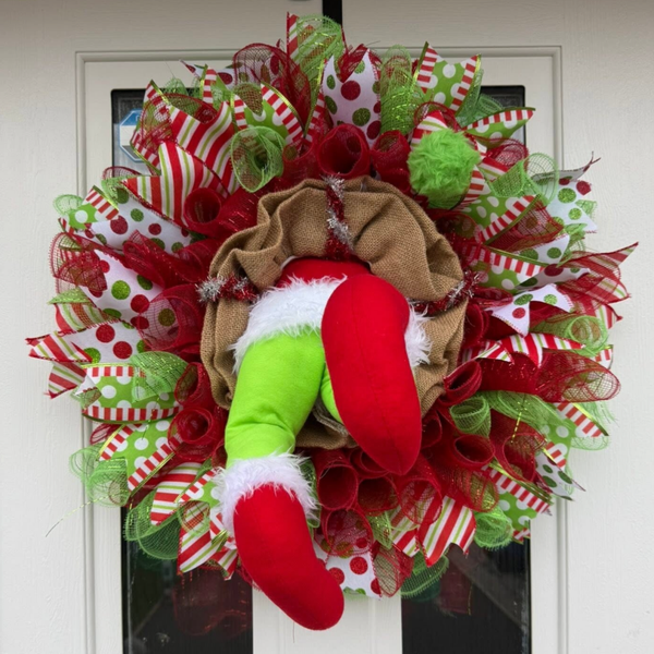 Grinch Legs Christmas Door Wreath 💚🎄