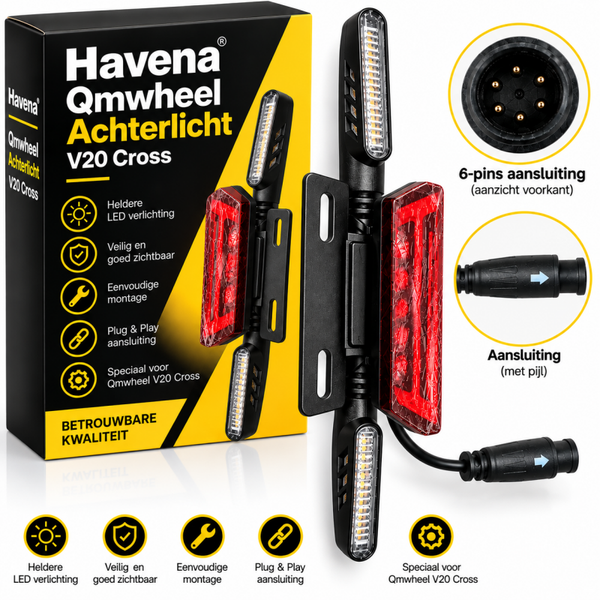 Achterlicht voor QMWheel V20 Cross – LED Achterlicht met Richtingaanwijzers – Plug & Play