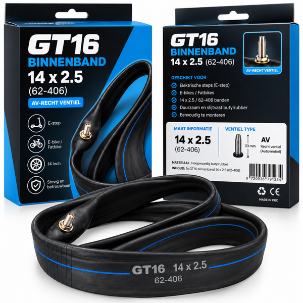 OUXI GT16 Binnenband 14 x 2.5 – Met Autoventiel – Fatbike