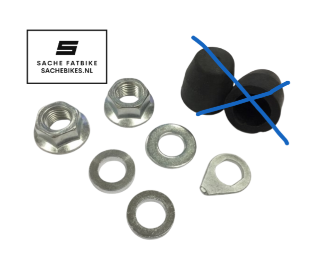 Grof voor v20 2.0 en ouxi c80 2.0dealer Nuts, moer schroef bouten - ring voorwiel - vooras- as fiets fatbike - ouxi - qmwheel v20 - v8 - h9