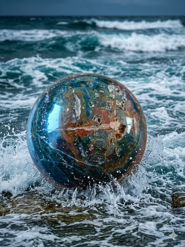 Oceaan Jaspis bol + standaard