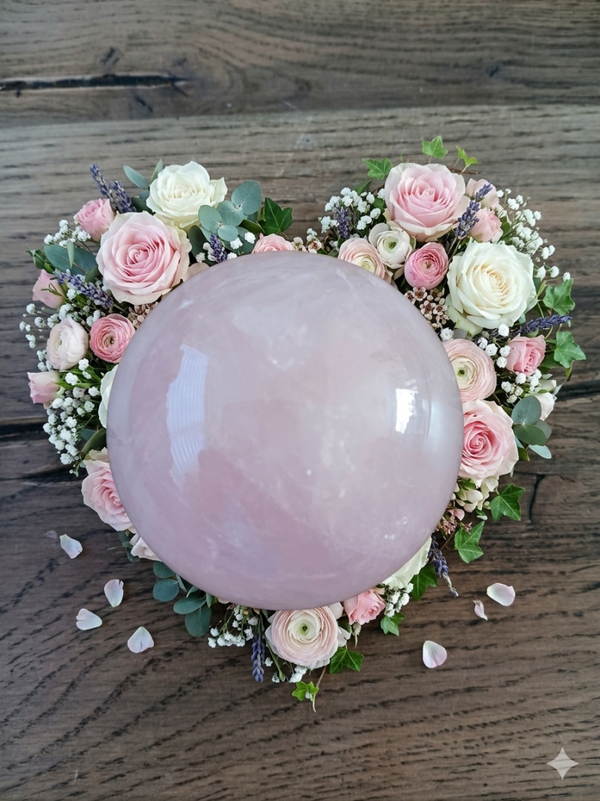 Rozekwarts bol 7 cm + standaard