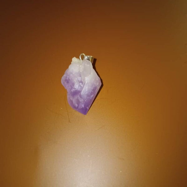Amethist edelsteen hanger ruw +/- 20-25 mm, met ketting