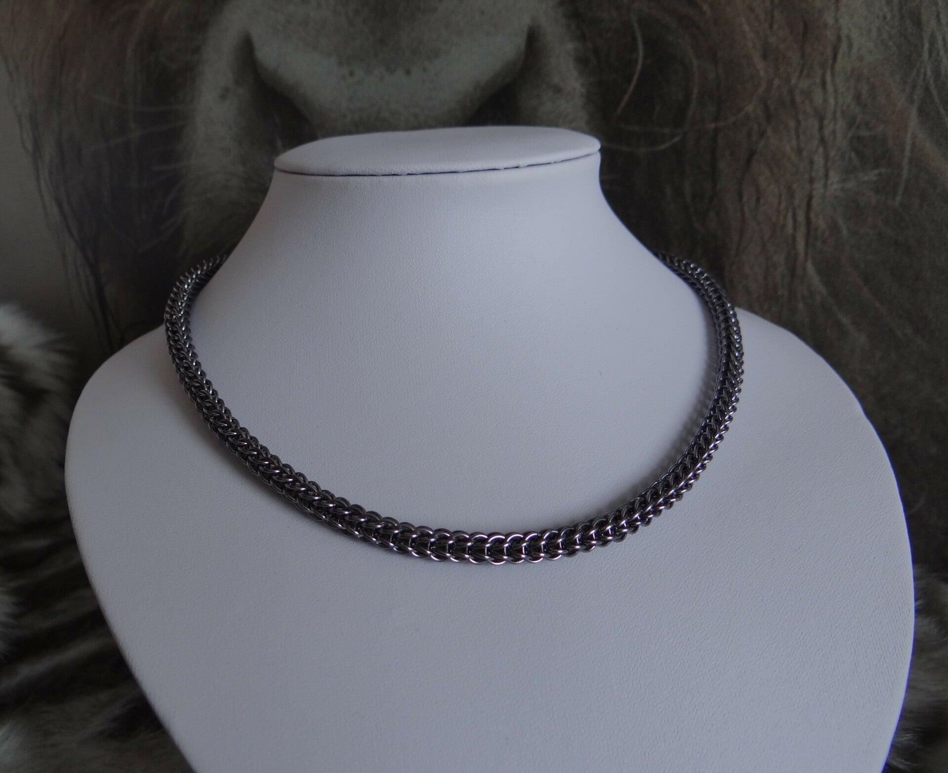 Chainmail collier full persian grijs