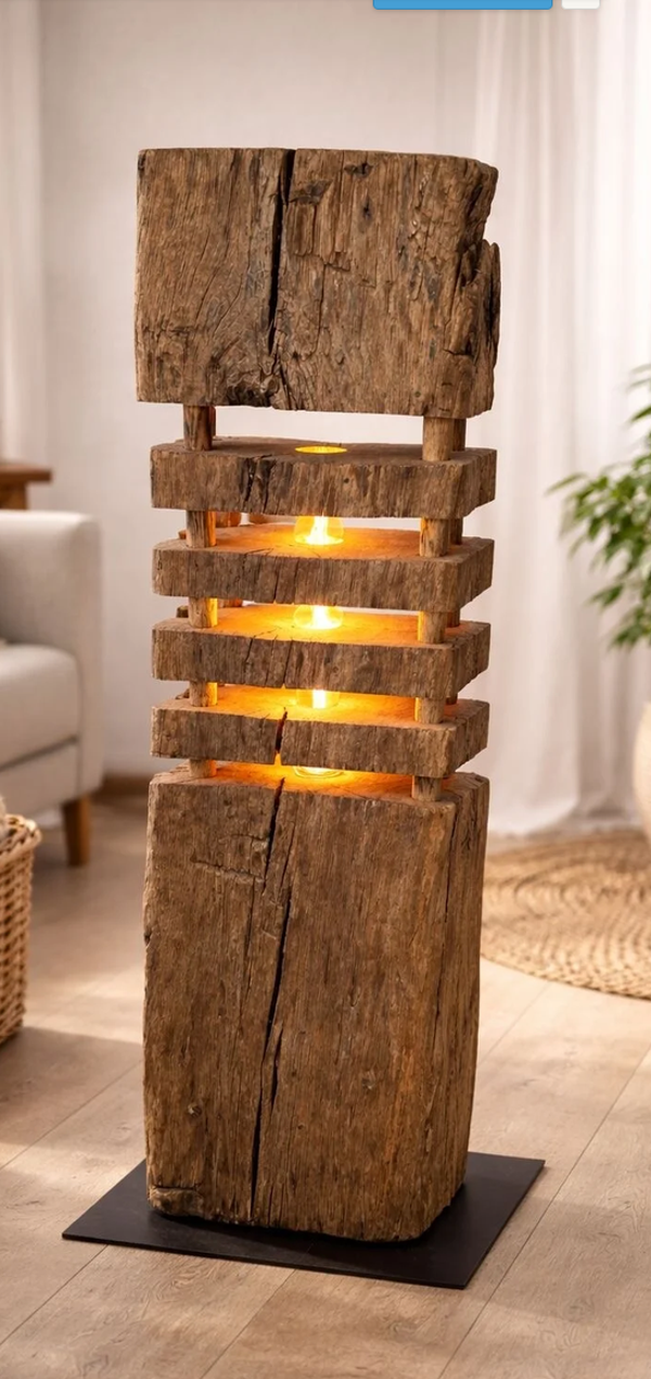 Kunst aus einem jahrhunderte altem Eichebalken