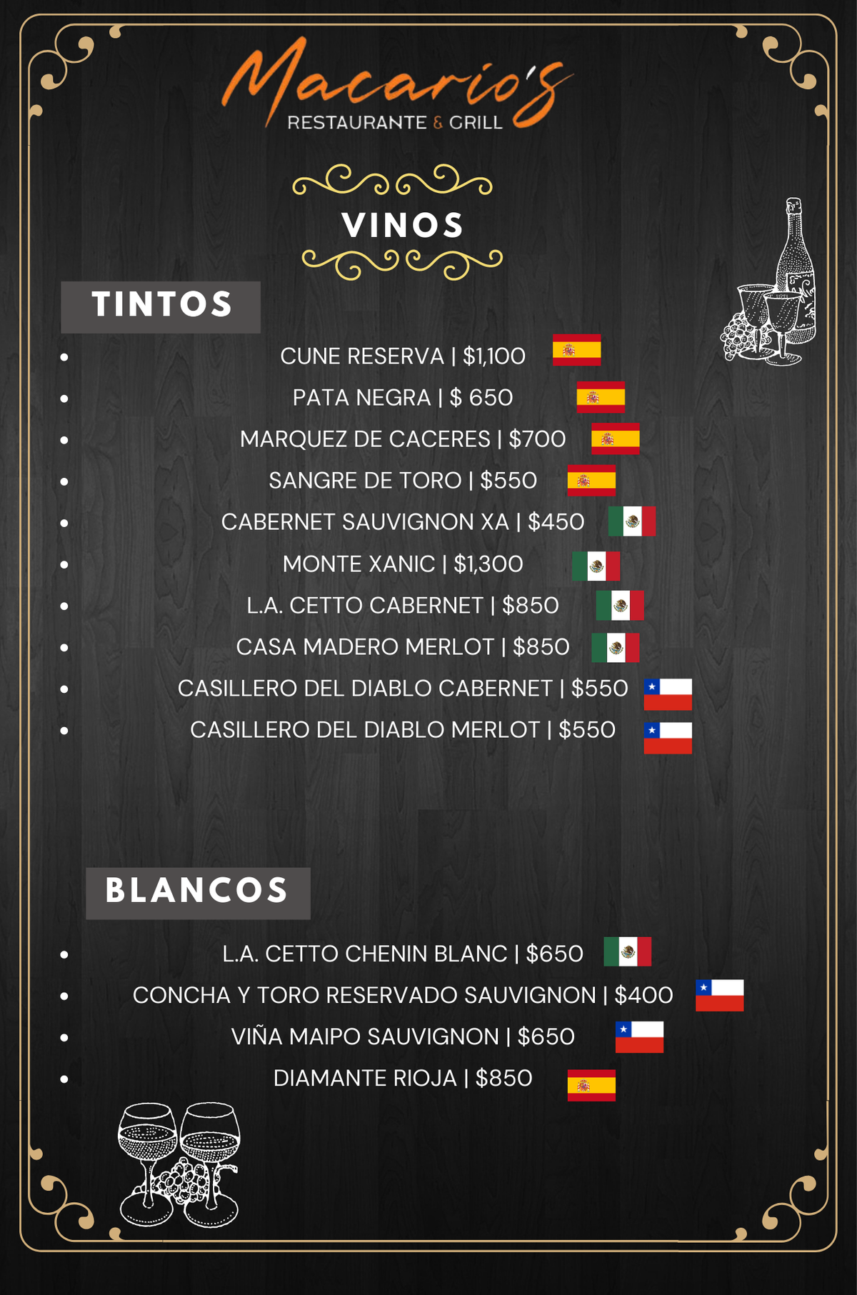 MENÚ | MACARIO´S RESTAURANTE & GRILL