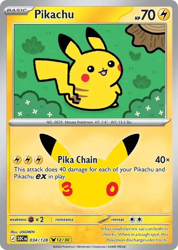 Pikachu 30C #034