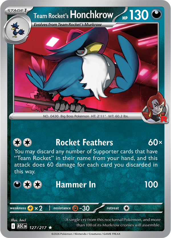Team Rocket's Honchkrow ASC #127