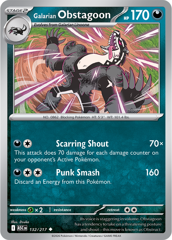 Galarian Obstagoon ASC #132