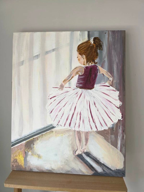 Handgemaakt schilderij ballerina meisje