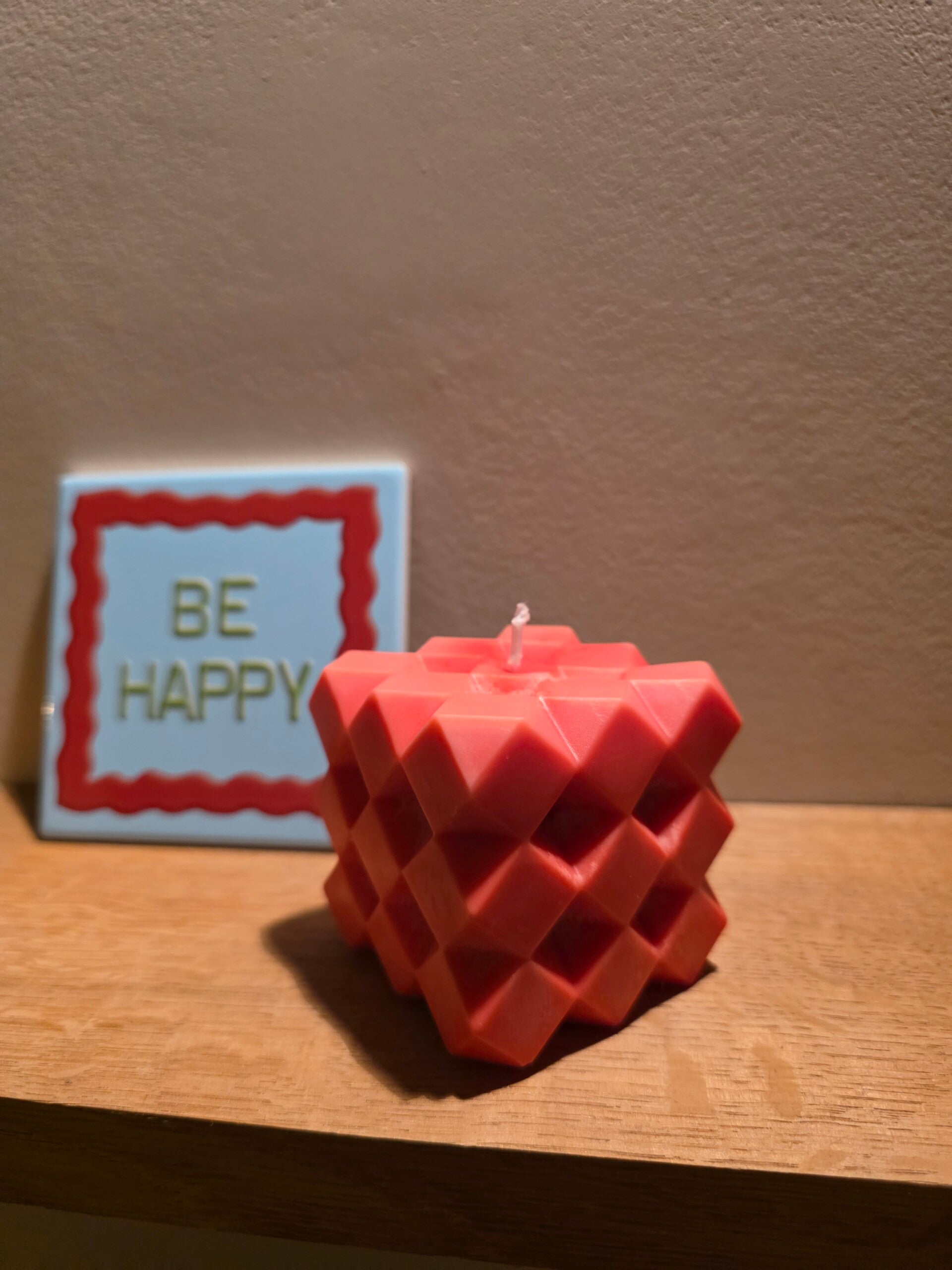 Handgemaakte kaars ruiten roze