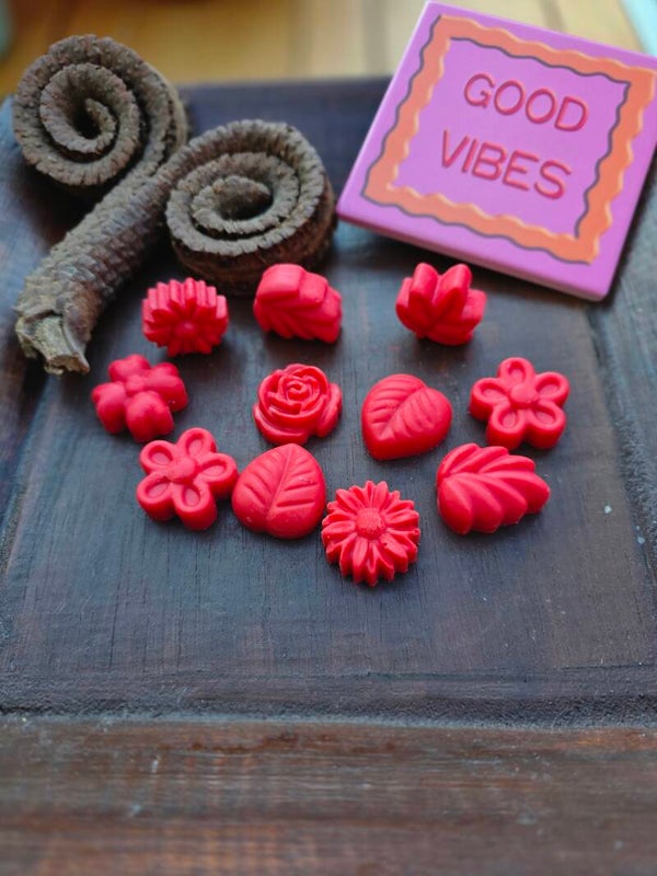 Vrolijke handgemaakte waxmelts - Kersengeur 4 stuks