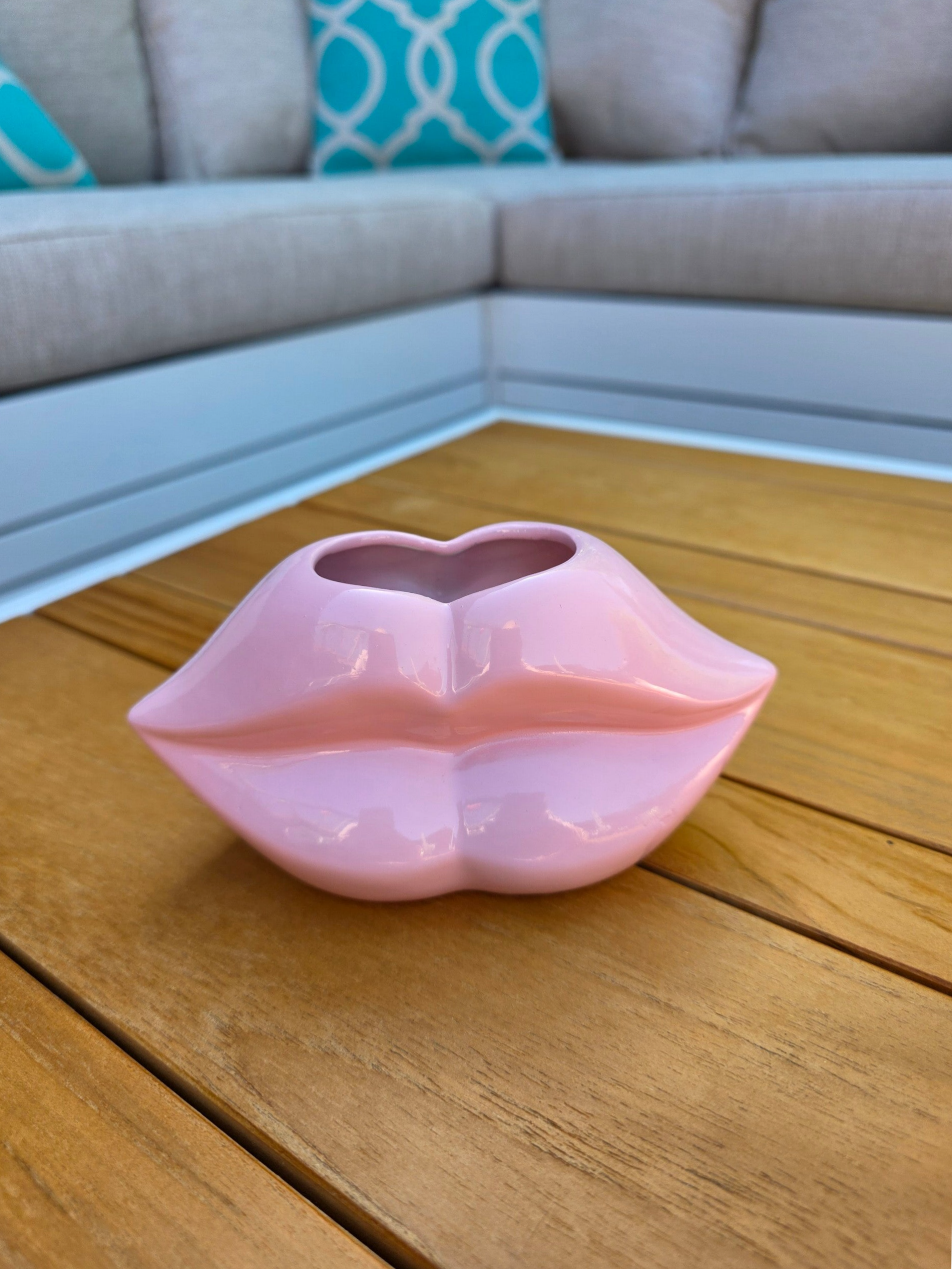 Pot - Lip - Keramiek - Lichtroze - 15,5 x 6,5 x 7,5 cm
