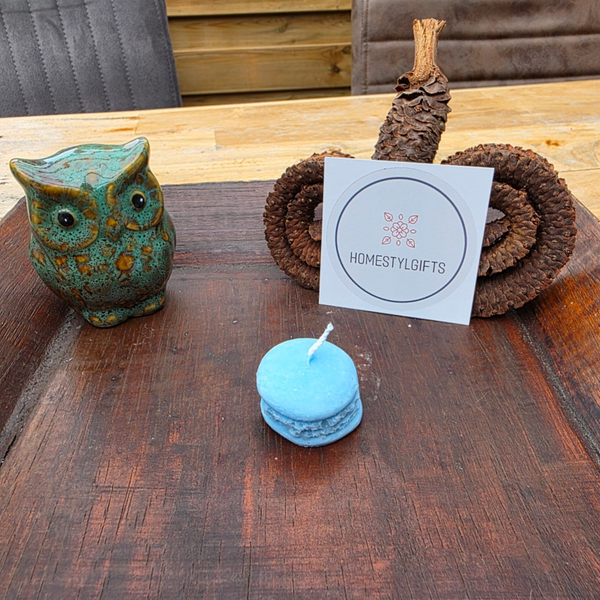 Macaron kaarsje blauw
