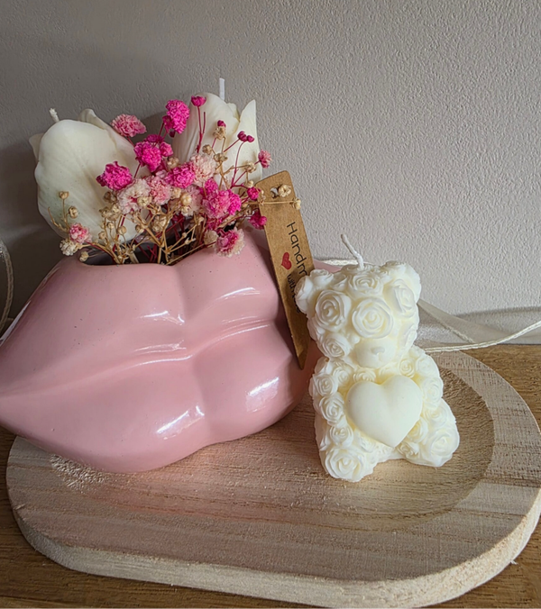 Giftset kus roze/wit