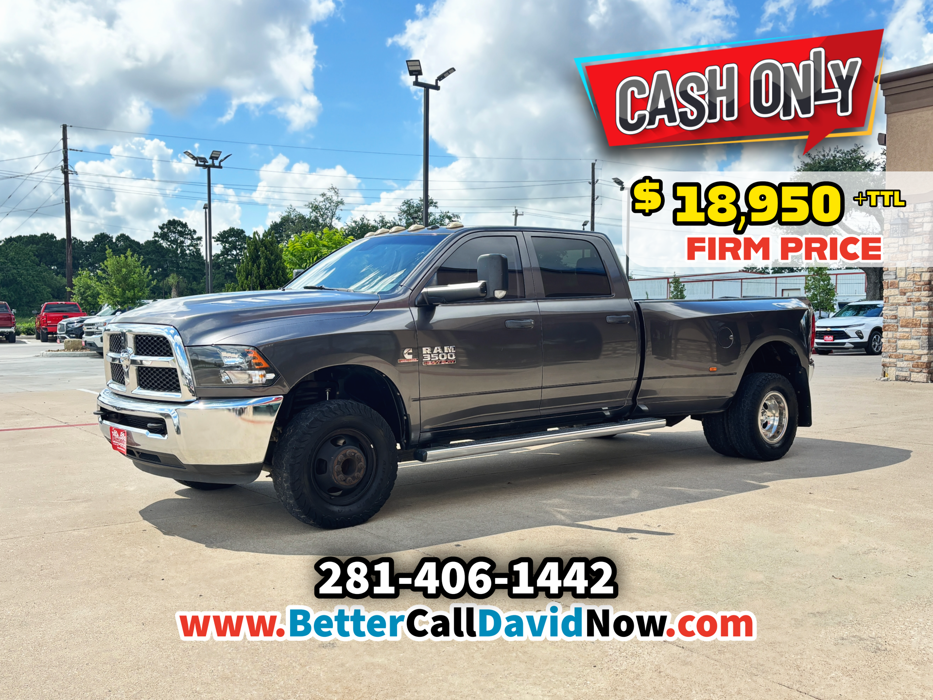 2015 RAM 3500 Tradesman Crew Cab 4WD Dually (Cash Deal)