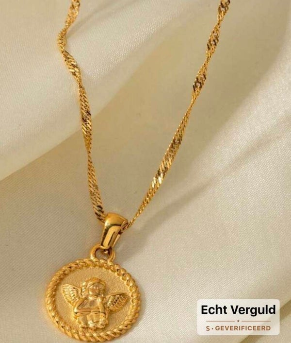 Beschermengel ketting verguld