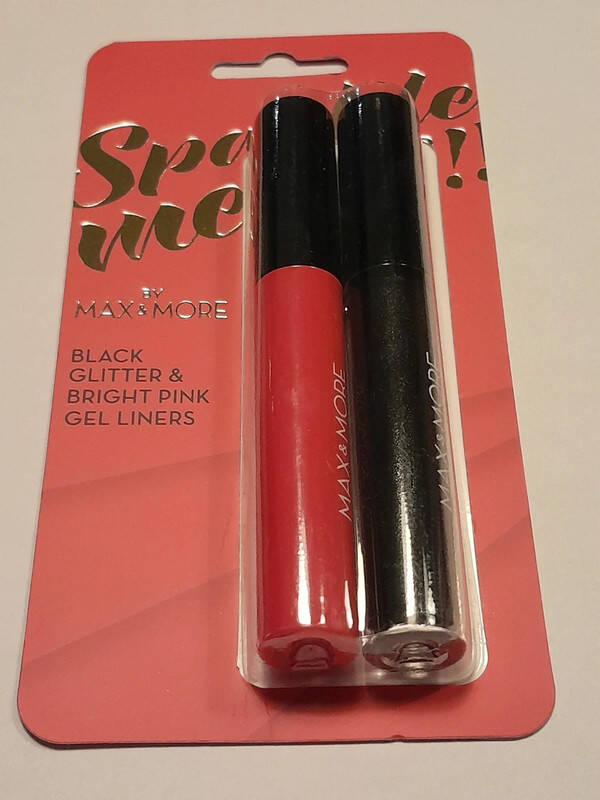 Eyeliner-set black glitter & bright pink.