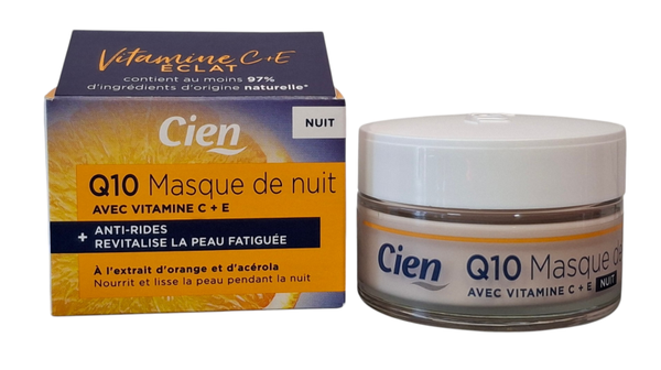 Cien Q10 Éclat Anti-Rimpel Nachtmasker met Vitamine C + E voor Dames 50 ml