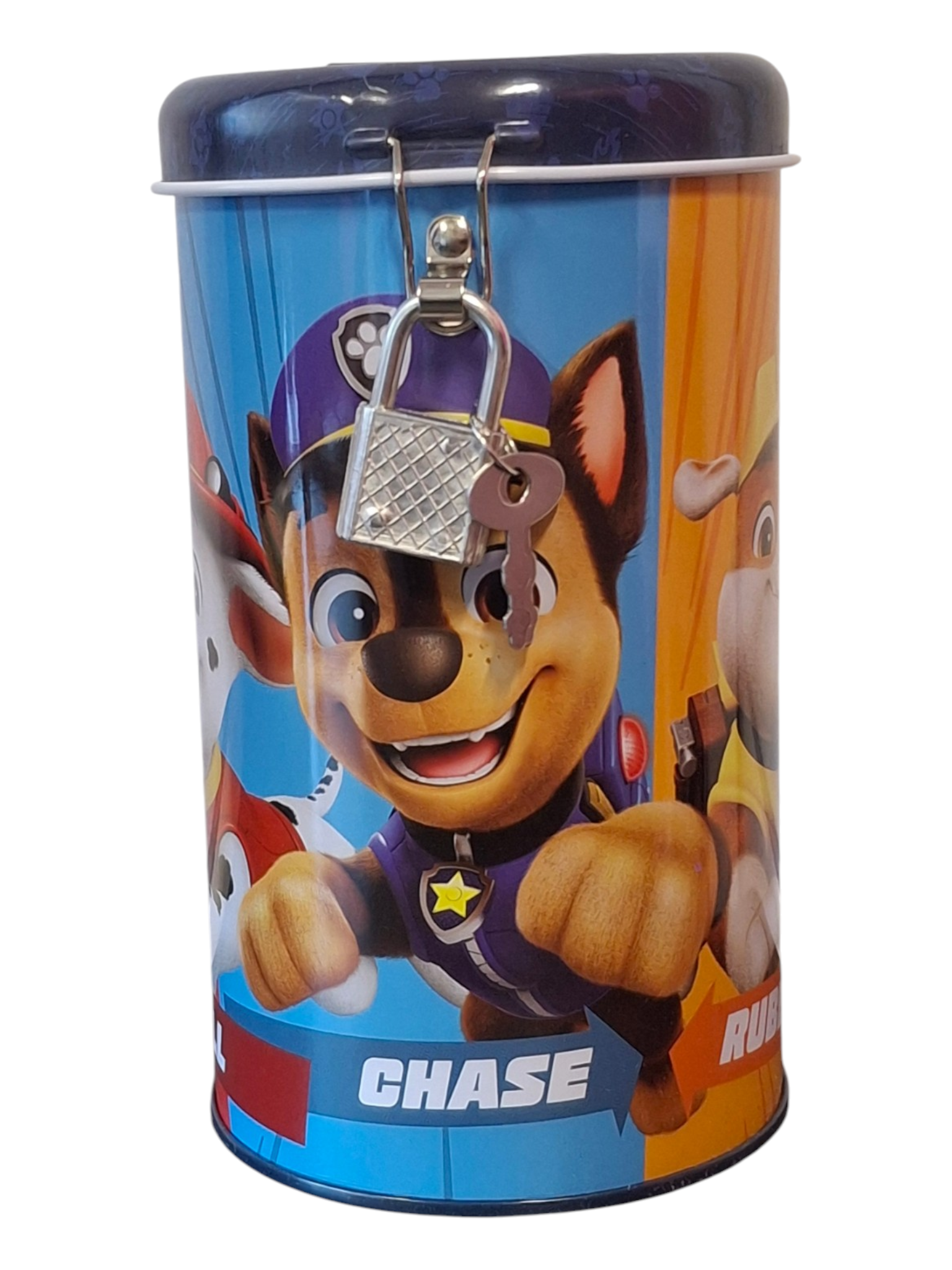 Spaarpot met slot voor kinderen cilindervormig – Paw Patrol Kleurrijk Team Design