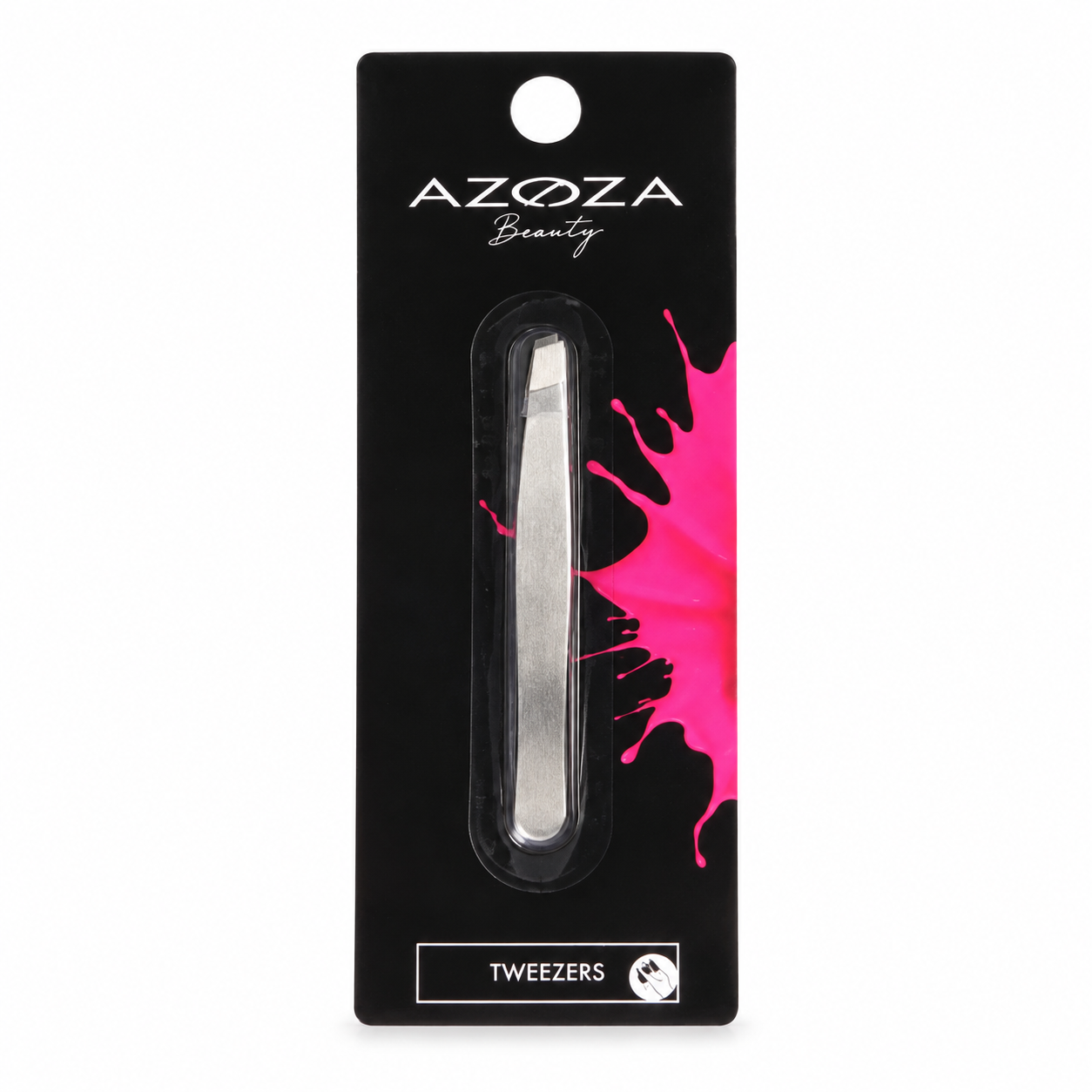 Azoza Beauty Pincet met Schuine Punt Zilverkleurig