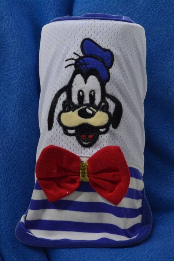 Brother Cat Dog T-shirt Blauw/Wit Hond met Strik - Maat S