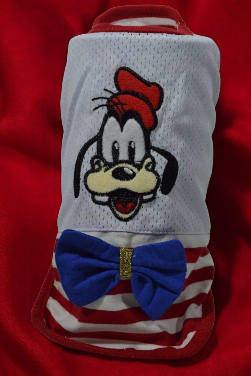 Brother Cat Dog T-shirt Rood/Wit Hond met Strik - Maat L