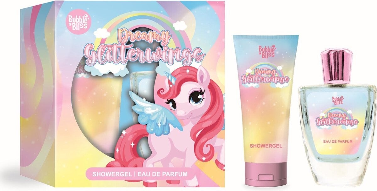 Bubble Bliss - Giftset - Unicorn Dreamy Glitterwings - Showergel + Eau de Parfum - Cadeauset voor Kinderen - Geschenkset