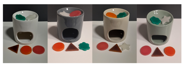 Luxe geurbrander diverse kleuren met 5 waxmelts naar keuze.