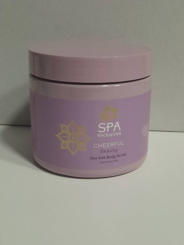 Sea salt body scrub Cheerful - 500 gram - Vanille & Patchouli - Spa Exclusives - Limited Edition - Vegan
