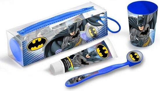 Lorenay - BATMAN - Tandenborstelset + Tandpasta + Beker + Etui - Reistas voor kids